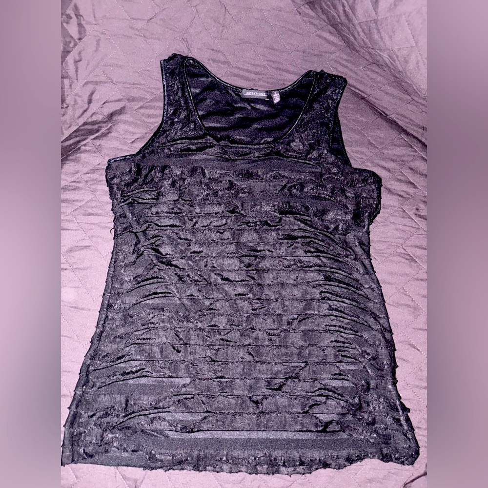 Notations‎ Black Ruched Tank Top